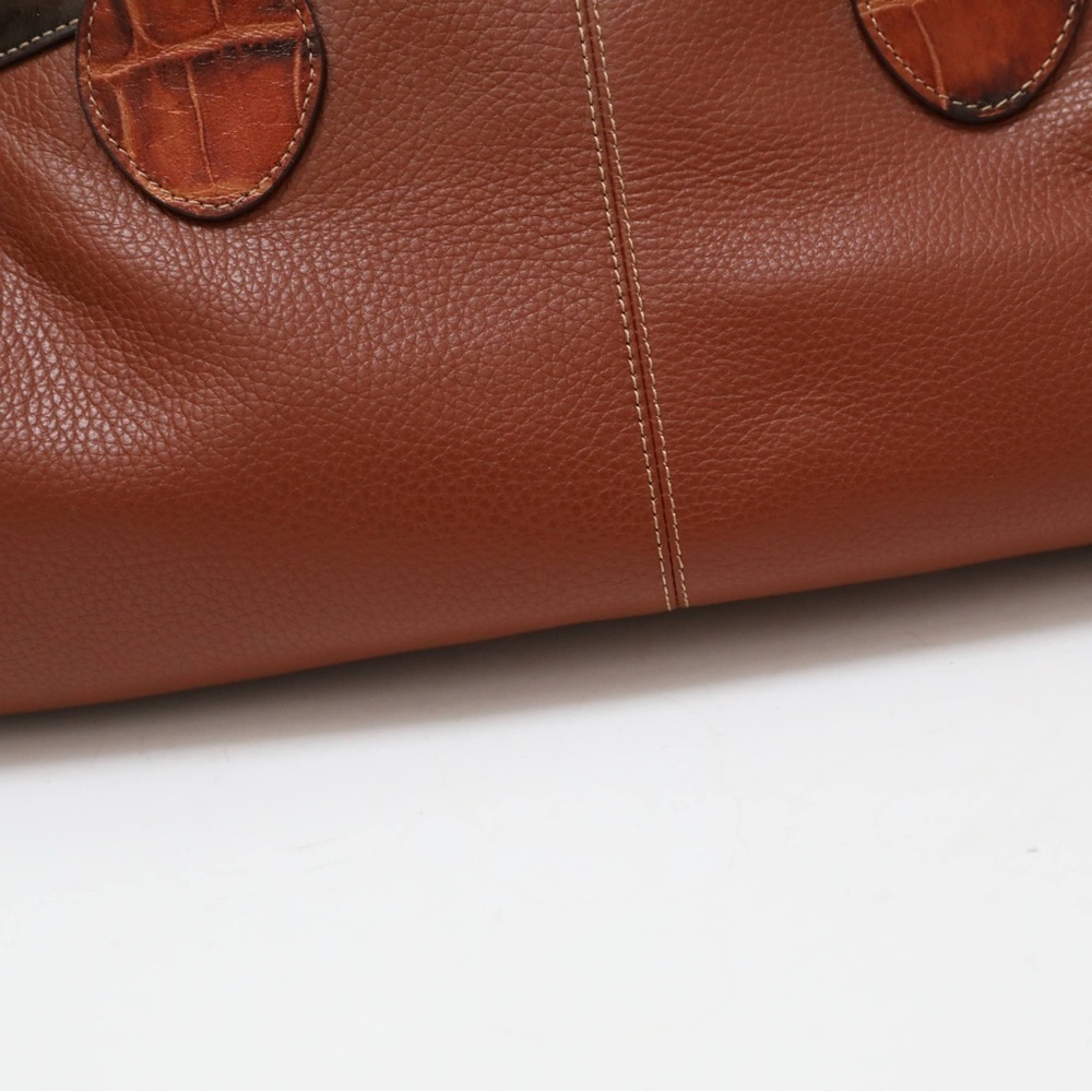 Cromia genuine leather bag crocodile brown tote Y2K 2000s trendy cowhide gold - Picture 11 of 13